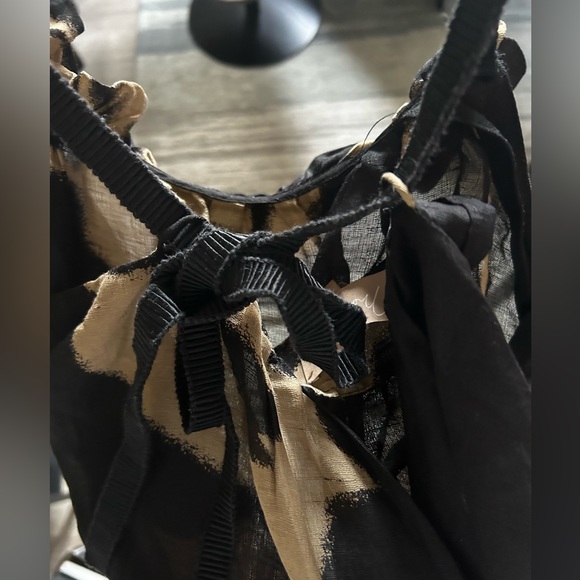 Black/Tan Max Azria Spring 2007 runway tank top with frill neckline detail - Picture 7 of 7